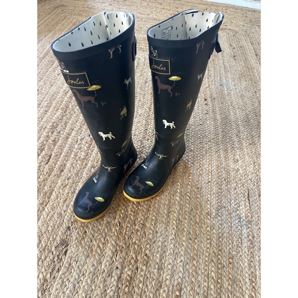 Joules Welly Print Navy Dog Umbrella Rain Boots Womens 5 EU 36 JOU 311-01